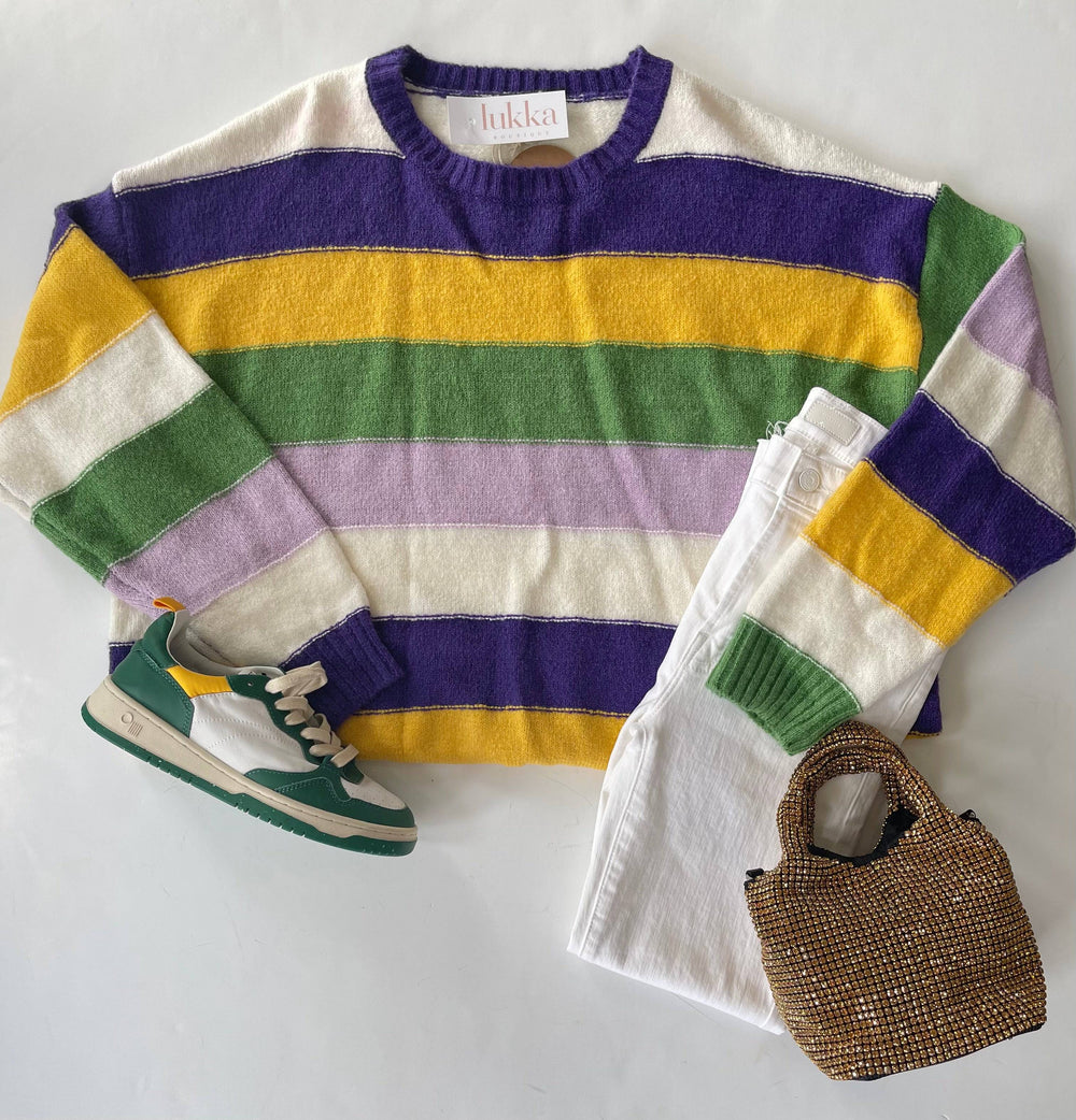 Mardi Gras Multi Stripe Sweater