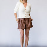 Agathe Fuzzy Collared Cardigan in Ivory