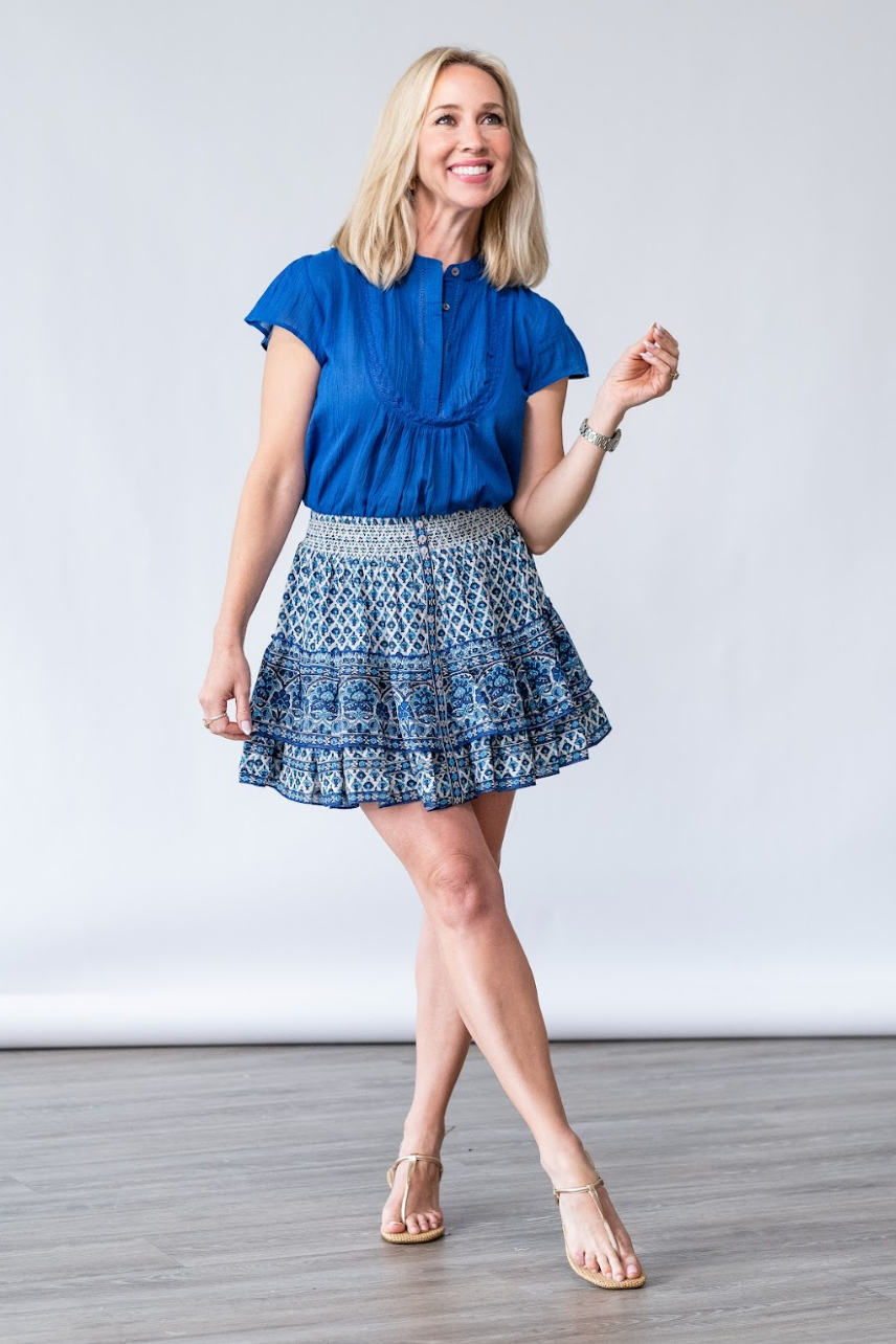 Viti Mini Skirt in Blue - Lukka Boutique