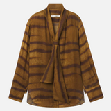 The Silk Oversized Tie Shirt in Light Tiger Multi