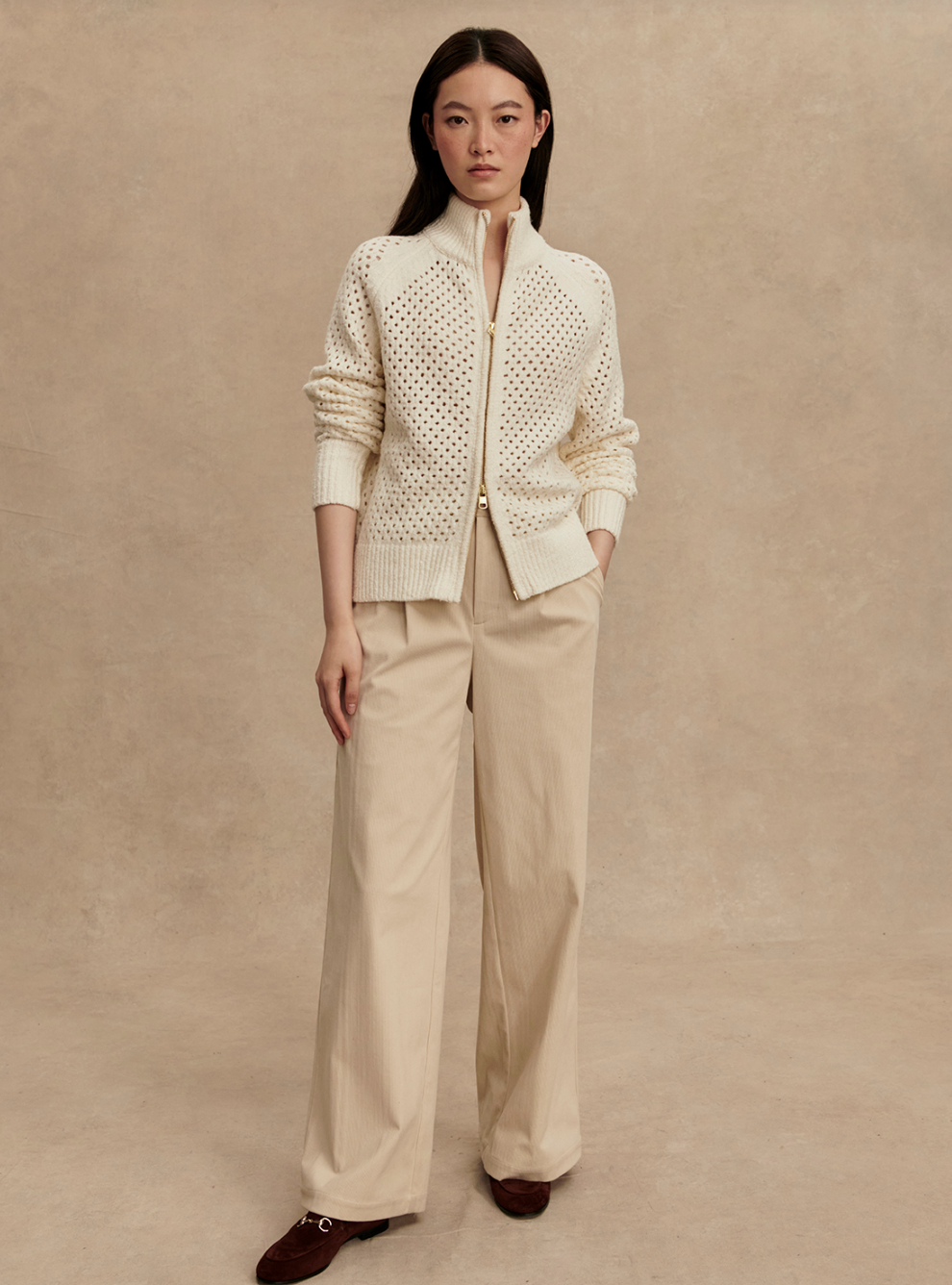 Mandy Boucle Knit Jacket in Coconut Milk - Lukka Boutique
