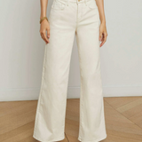 Alicent High Rise Sneaker Wide Leg Jeans in Macadamia