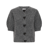 Deco Bow Cardigan in Dark Grey Melang