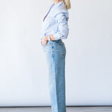 The Striped Long Sleeve Pullover Top in Venice Blue Multi