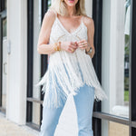 Crochet Fringes Top in Off White - Lukka Boutique