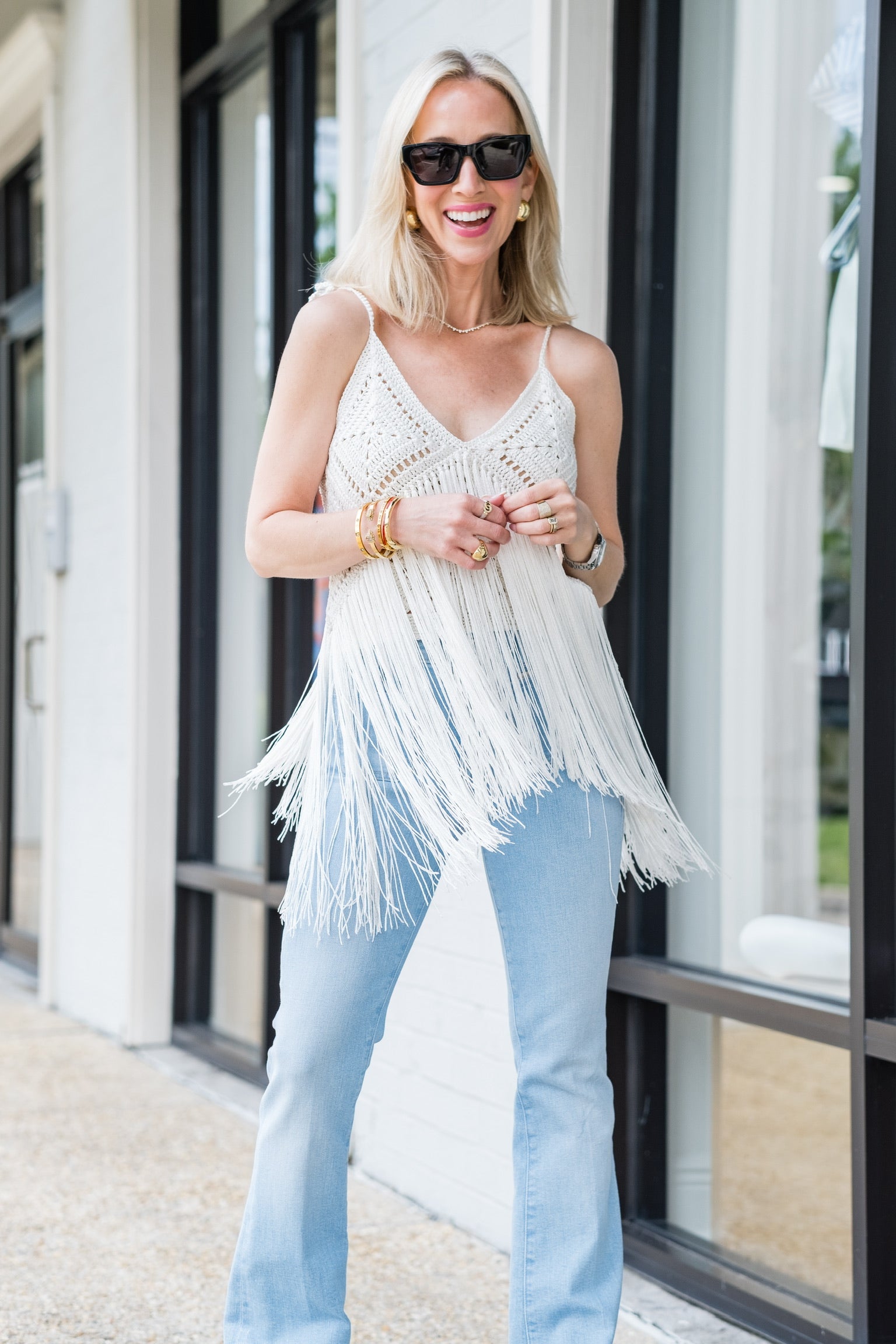 Crochet Fringes Top in Off White - Lukka Boutique