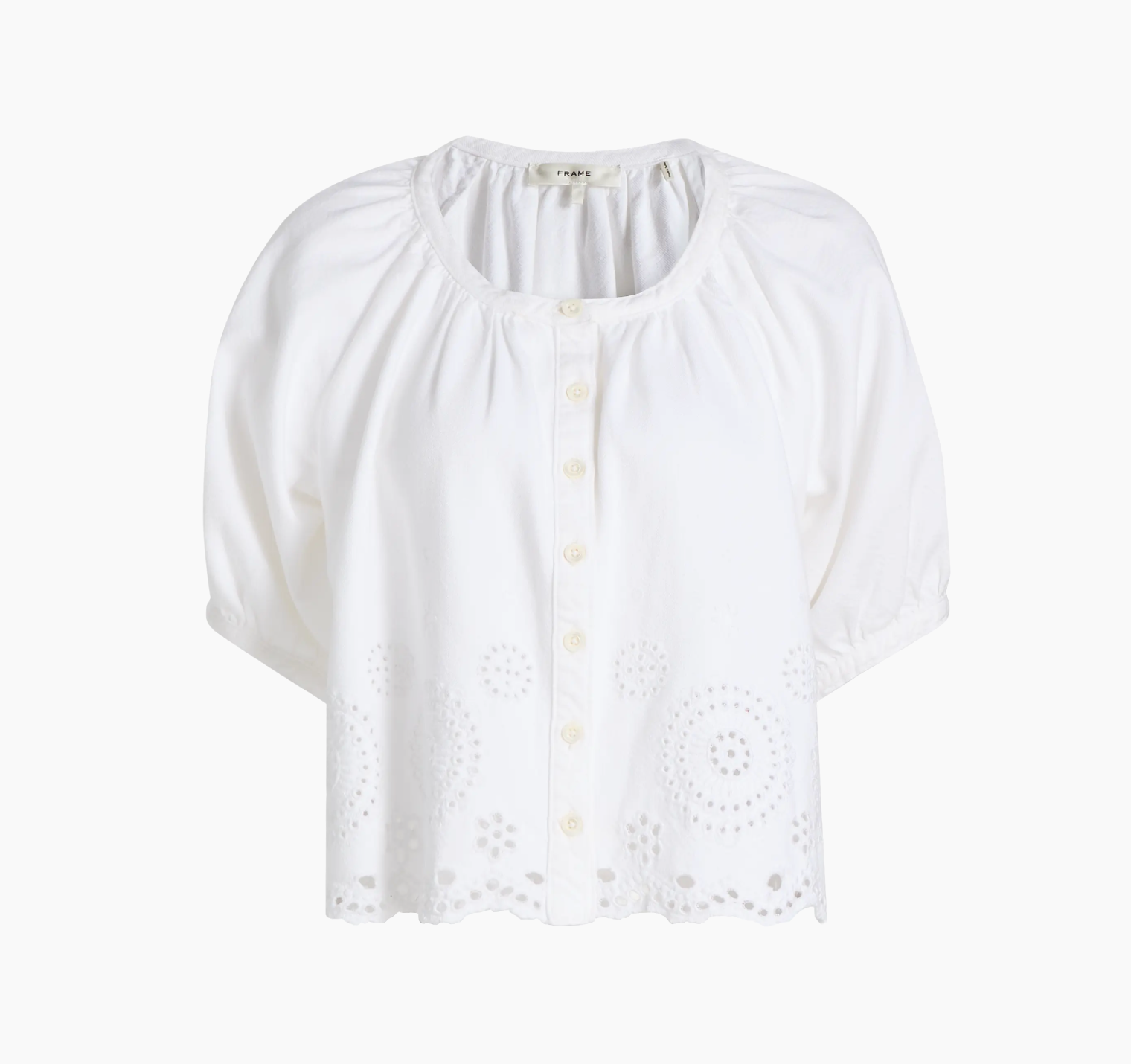 The Eyelet Resort Shirt in White - Lukka Boutique