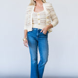 Ariadne Mixed Stitch Cardi in Ecru/Natural Multi