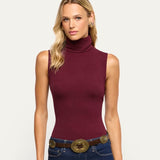Ceci Slvless Turtle Neck in Deep Port - Lukka Boutique