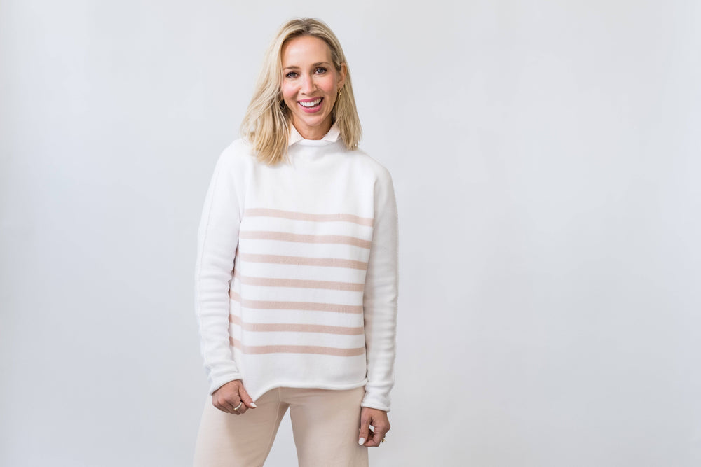 
                  
                    Monterey Sweater in Rose Stripe
                  
                