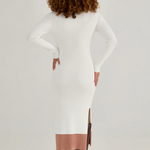 Rib Sweater Midi Dress in Salt - Lukka Boutique