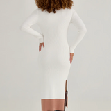 Rib Sweater Midi Dress in Salt - Lukka Boutique