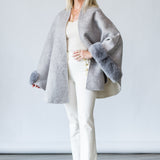 Cape with Faux Fur Trim in Grey