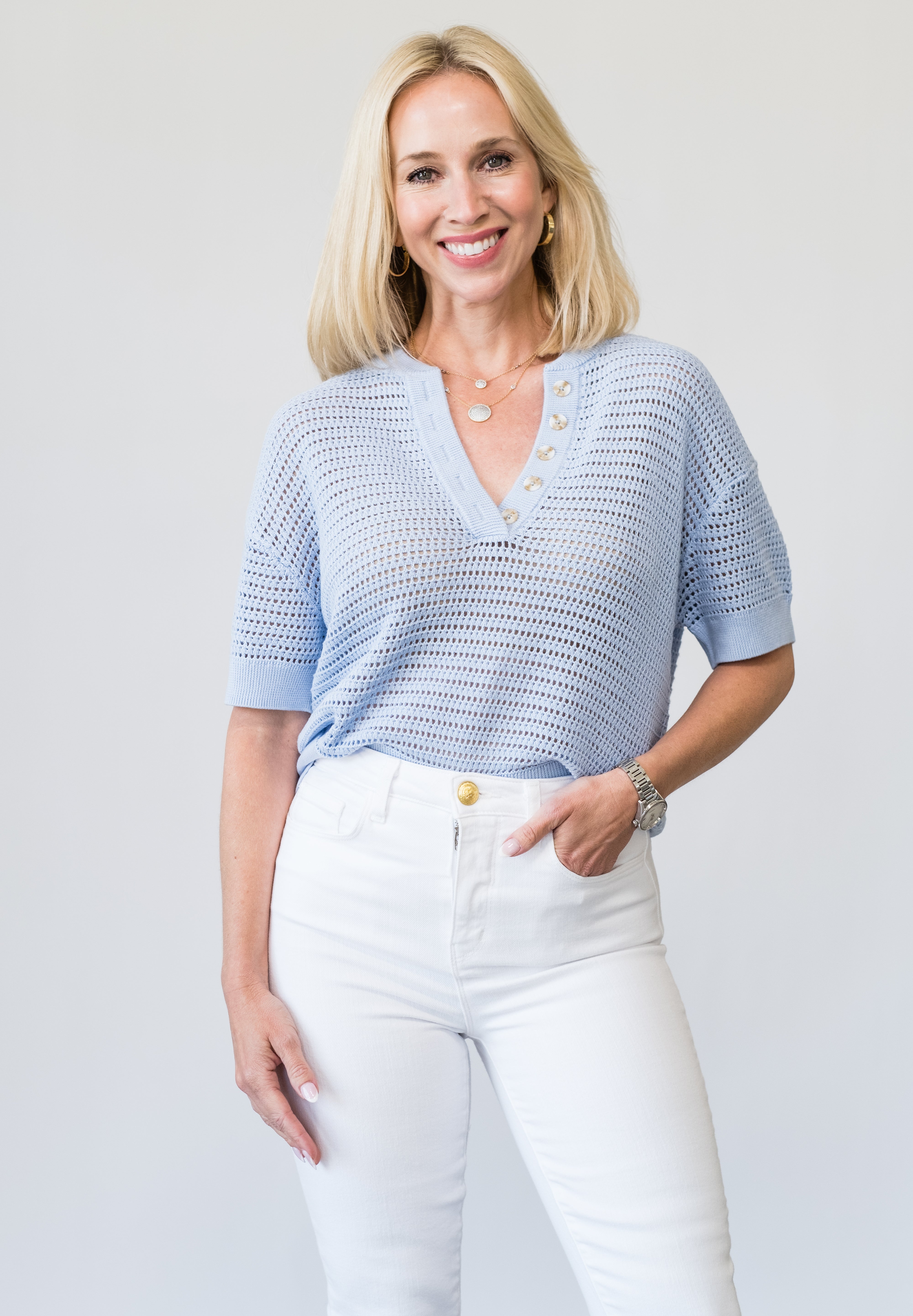 Callie Knit Top in Cashmere Blue