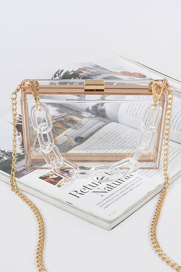 Plastic Link Handle Clear Clutch - Lukka Boutique