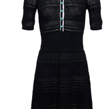 Dakoa Collared Flare Dress in Black/White