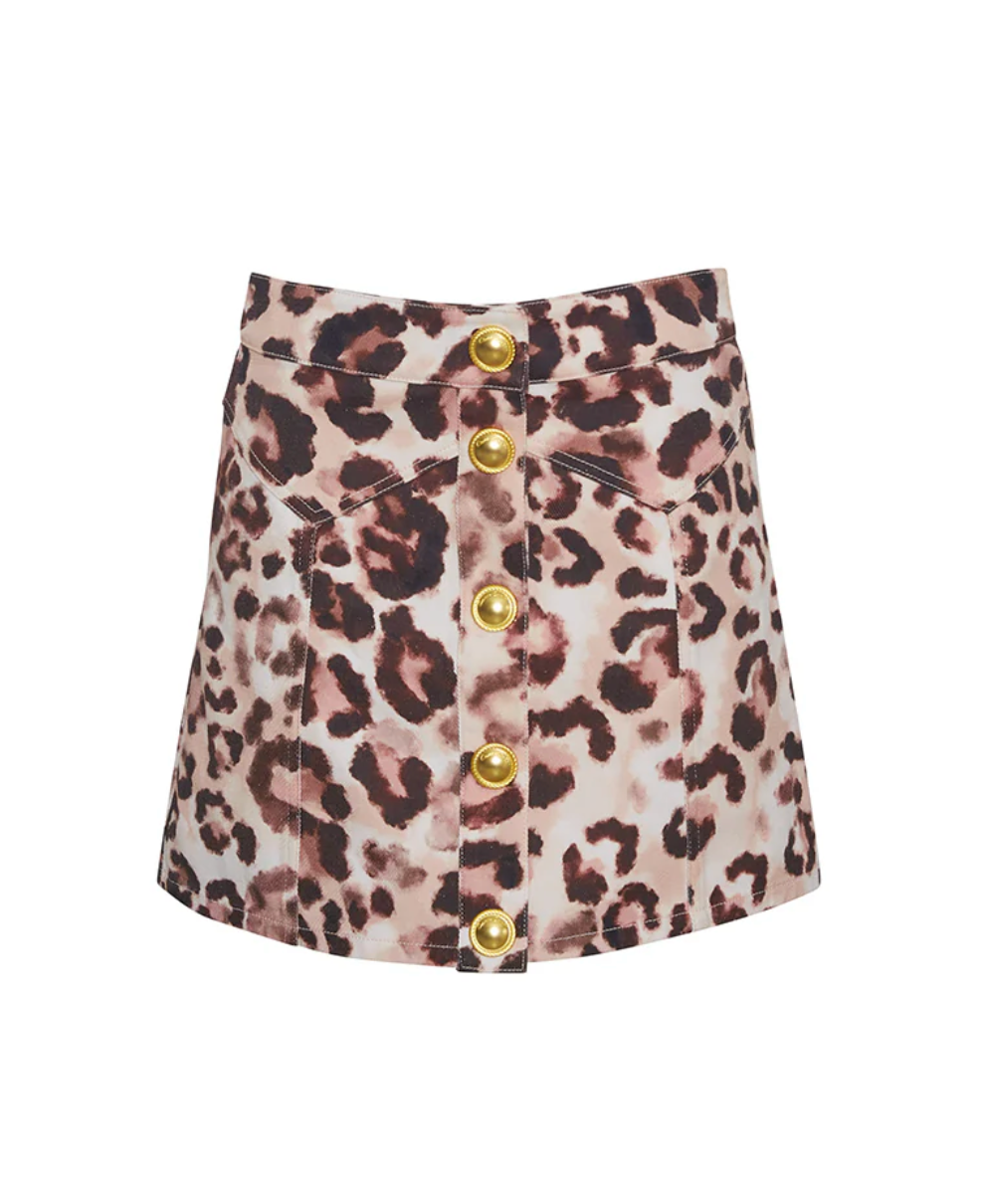 Juniper Skirt in Abstract Cheetah Ivory - Lukka Boutique