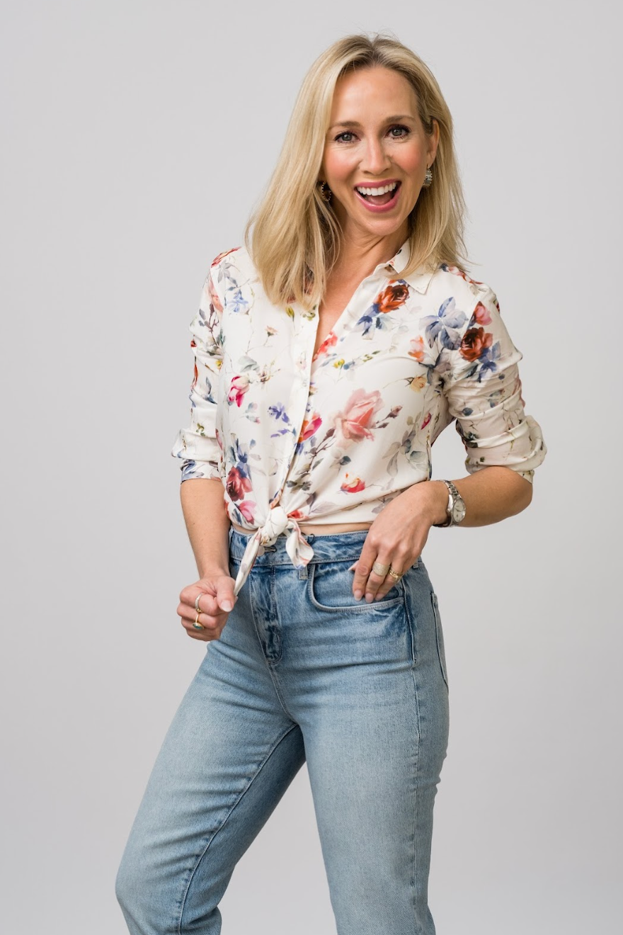 Camille 3/4 Sleeve Blouse in Watercolor - Lukka Boutique