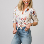 Camille 3/4 Sleeve Blouse in Watercolor - Lukka Boutique