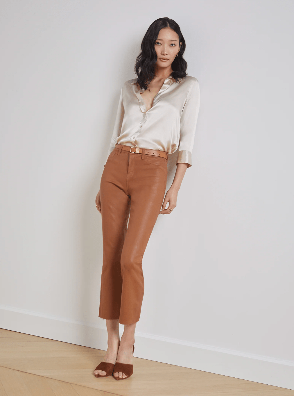 Kendra Coated Crop High Rise Flare - Lukka Boutique