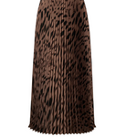 Nostalgia Pleated Midi Skirt in Mocha Leopard - Lukka Boutique