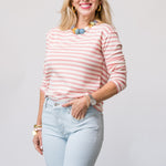 Stripe Long Sleeve Tee in Peony Pink - Lukka Boutique