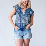 Viti Frill Top in Blue - Lukka Boutique