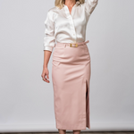 Kiva Vegan Leather Skirt in Angelic Pink - Lukka Boutique