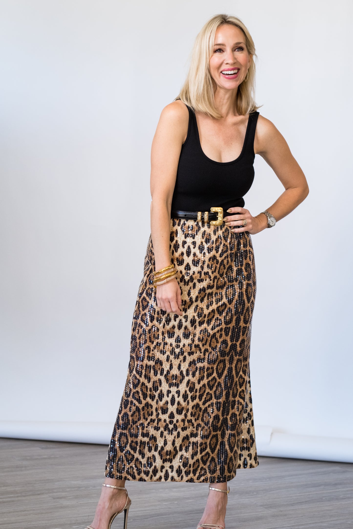 
                  
                    Leopard Print Sequin Skirt
                  
                