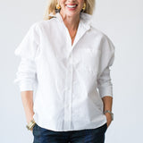 Continuous Button-Up Shirt in White Superluxe