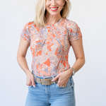 Ressi Short Sleeve Crew Tee in Paisley - Lukka Boutique
