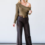Carrie Metallic One Shoulder Top in Gold - Lukka Boutique
