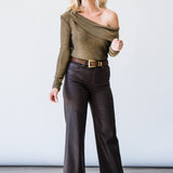 Carrie Metallic One Shoulder Top in Gold - Lukka Boutique