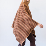 Pagoda Cape in Multi Camel Check - Lukka Boutique