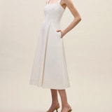 Cora Denim Dress in Eggshell
