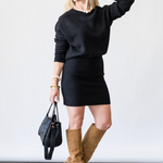 Crew Neck Minidress in Black - Lukka Boutique