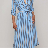 Jubilee Midi Shirtdress in Sky Blue/Midnight Stripe