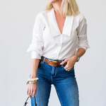 The Low Collar Shirt in White - Lukka Boutique