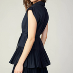 Sleeveless Tiered Belted Mini Dress in Black - Lukka Boutique