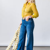Maia Lace Buttondown Blouse in Ceylon Yellow Lace