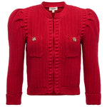 Delli Cropped Textured Cardigan in Engine Red - Lukka Boutique