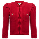 Delli Cropped Textured Cardigan in Engine Red - Lukka Boutique