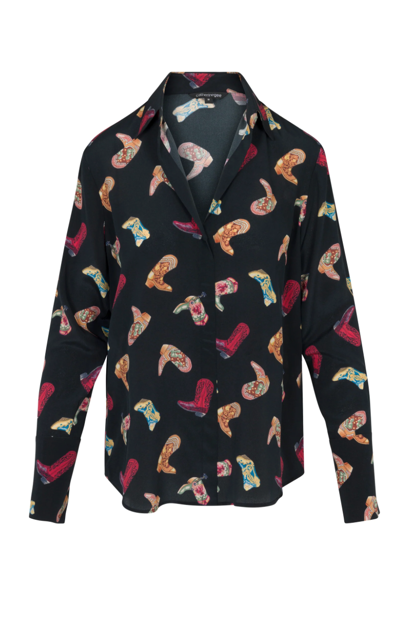 Daria French Cuff Silk Blouse in Boots - Lukka Boutique