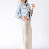 Cadence Shimmer Stripe Pant in Vanilla Creme