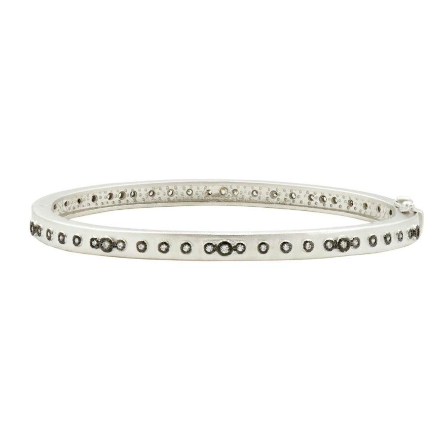 Mini Stud Bezel Stone Eternity Hinge Bangle - Lukka Boutique