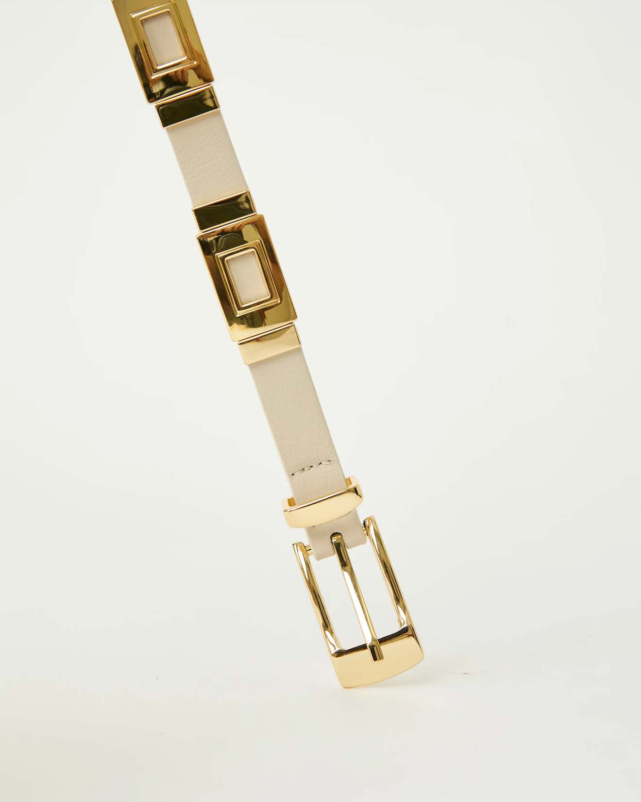 Roma Leather Belt in Bone Gold - Lukka Boutique