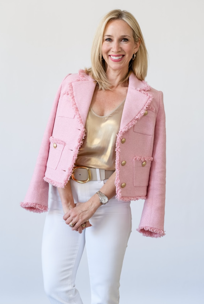 Sylvia Collared Jacket in Pale Pink