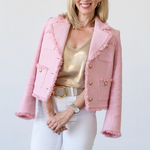 Sylvia Collared Jacket in Pale Pink - Lukka Boutique