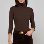 Aja Turtleneck 3/4 Sleeve in Coffee Bean - Lukka Boutique