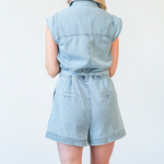 Ulyssa Romper in Bleached Blue - Lukka Boutique